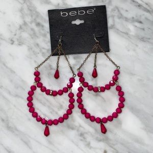 🚫SOLD🚫 NEW! BEBE Fuchsia Pink Chandelier Bead Earrings